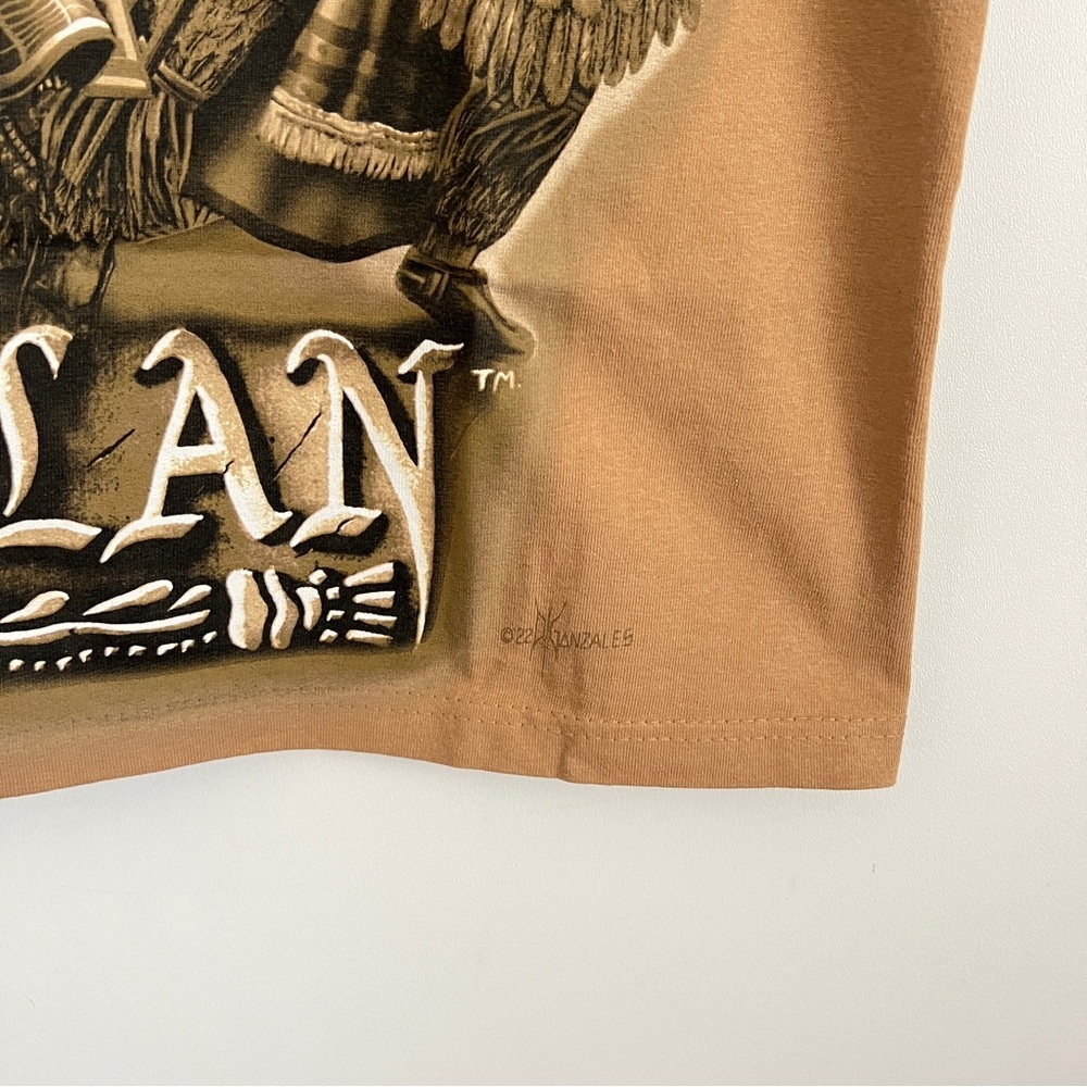 DGA Aztec Warrior Graphic Tee Chicano Streetwear Brown Size M - Picture 3 of 7